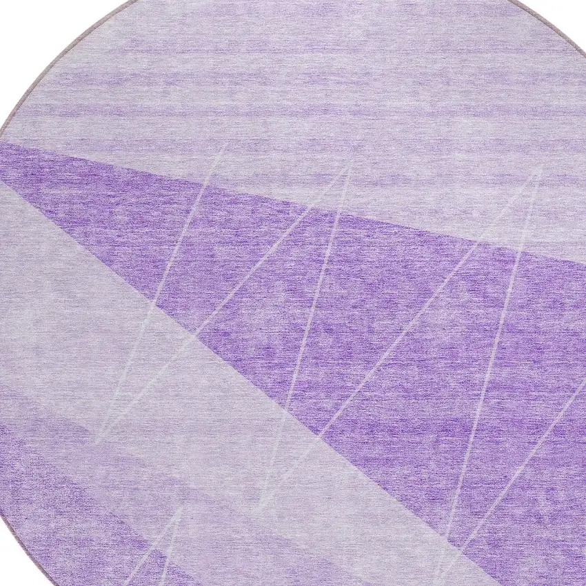 8' Lavender And Purple Round Geometric Washable Indoor Outdoor Area Rug Photo 3