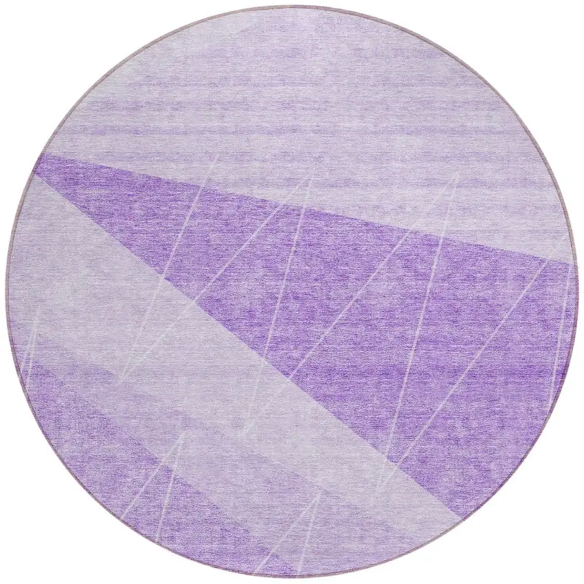 8' Lavender And Purple Round Geometric Washable Indoor Outdoor Area Rug Photo 4