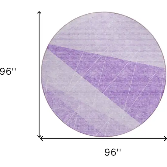8' Lavender And Purple Round Geometric Washable Indoor Outdoor Area Rug Photo 7