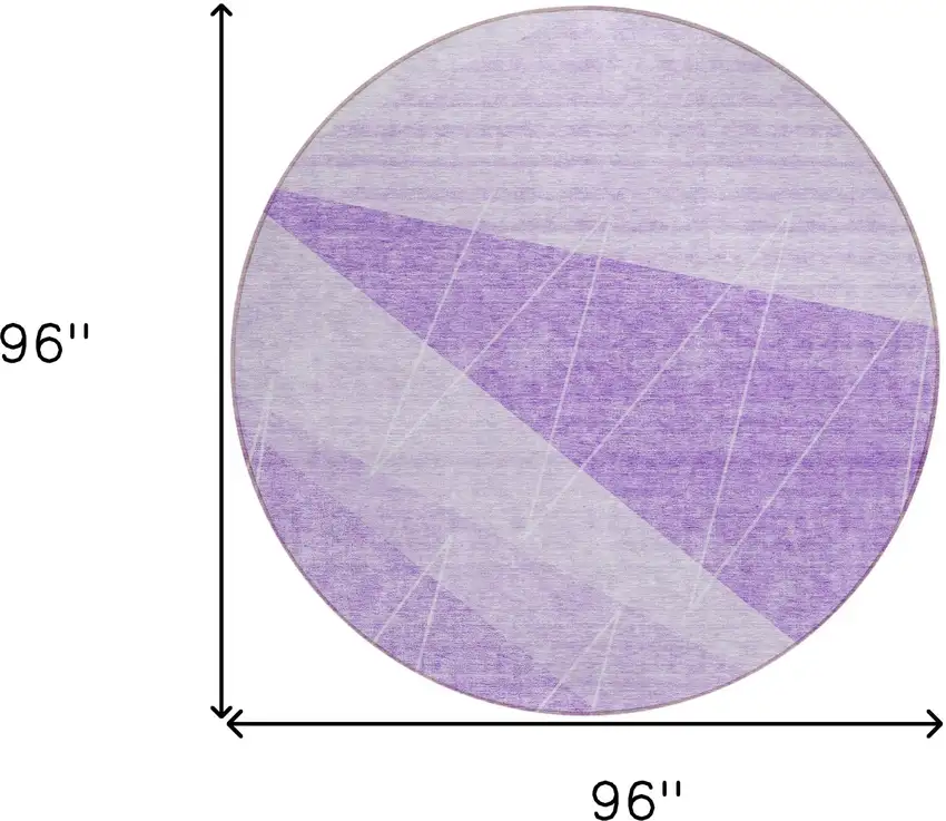 8' Lavender And Purple Round Geometric Washable Indoor Outdoor Area Rug Photo 7