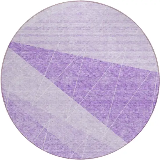 8' Lavender And Purple Round Geometric Washable Indoor Outdoor Area Rug Photo 1