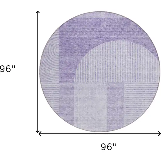8' Lavender And Purple Round Geometric Washable Indoor Outdoor Area Rug Photo 7