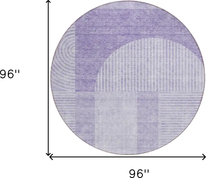 8' Lavender And Purple Round Geometric Washable Indoor Outdoor Area Rug Photo 7
