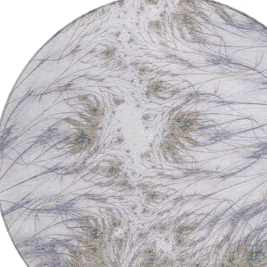 8' Lavender And Purple Round Oriental Washable Indoor Outdoor Area Rug Photo 2