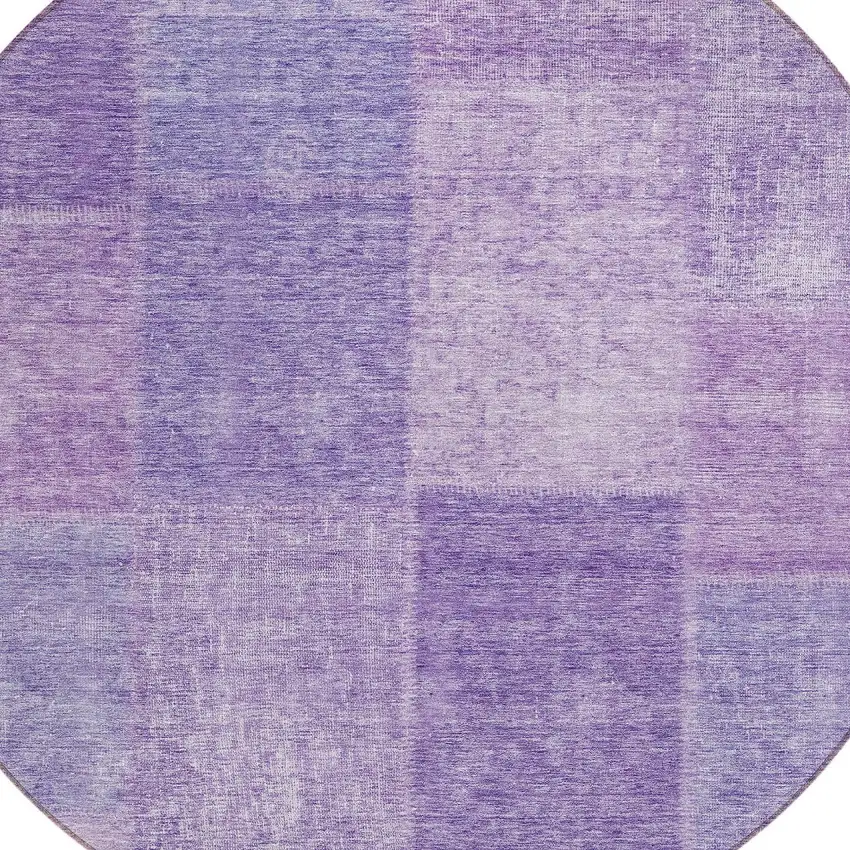 8' Lavender And Purple Round Patchwork Washable Indoor Outdoor Area Rug Photo 4
