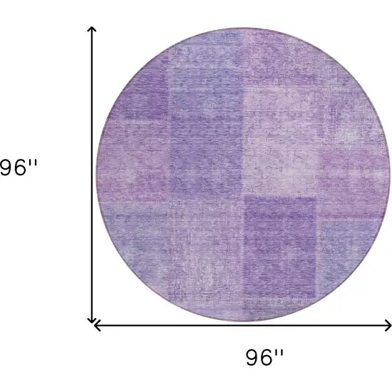 8' Lavender And Purple Round Patchwork Washable Indoor Outdoor Area Rug Photo 3