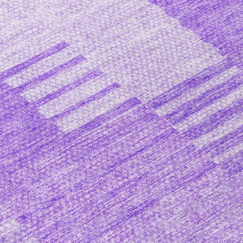 8' Lavender And Purple Round Striped Washable Indoor Outdoor Area Rug Photo 8