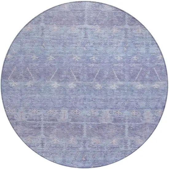 8' Lavender And Purple Round Tribal Washable Indoor Outdoor Area Rug Photo 2