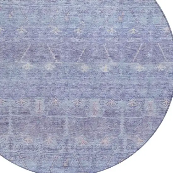8' Lavender And Purple Round Tribal Washable Indoor Outdoor Area Rug Photo 3