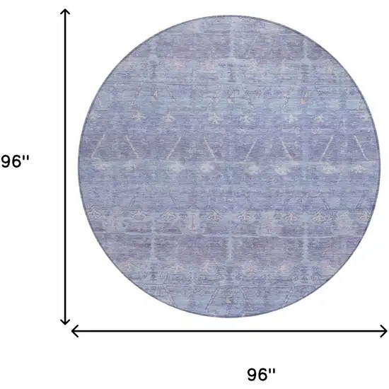 8' Lavender And Purple Round Tribal Washable Indoor Outdoor Area Rug Photo 7