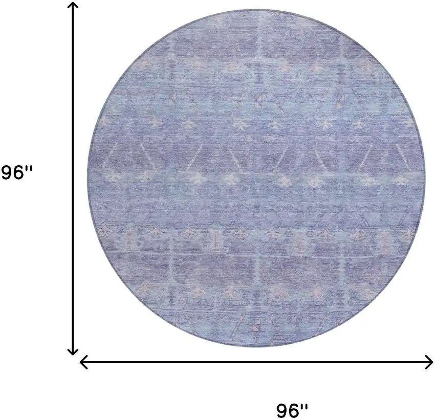 8' Lavender And Purple Round Tribal Washable Indoor Outdoor Area Rug Photo 7