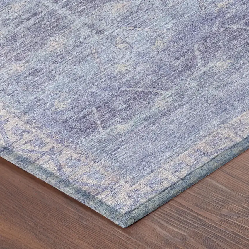 8' Lavender And Purple Round Tribal Washable Indoor Outdoor Area Rug Photo 5