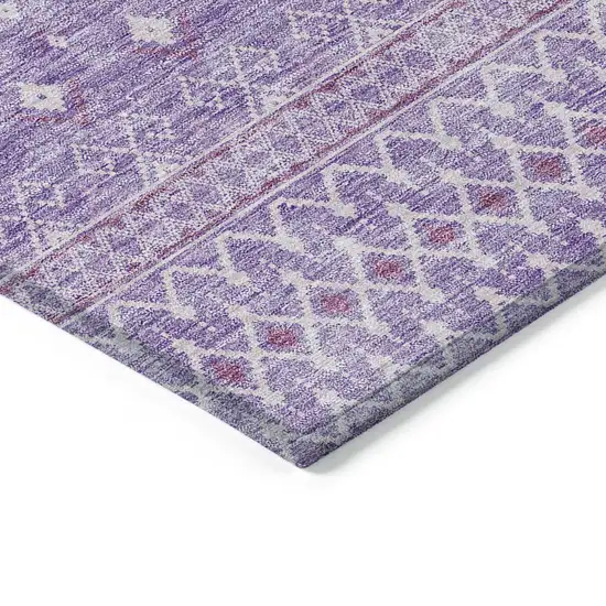 8' Lavender And Purple Round Tribal Washable Indoor Outdoor Area Rug Photo 2