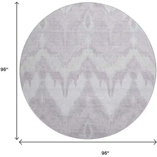 8' Lavender And Silver Ikat Washable Round Rug With UV Protection Photo 3