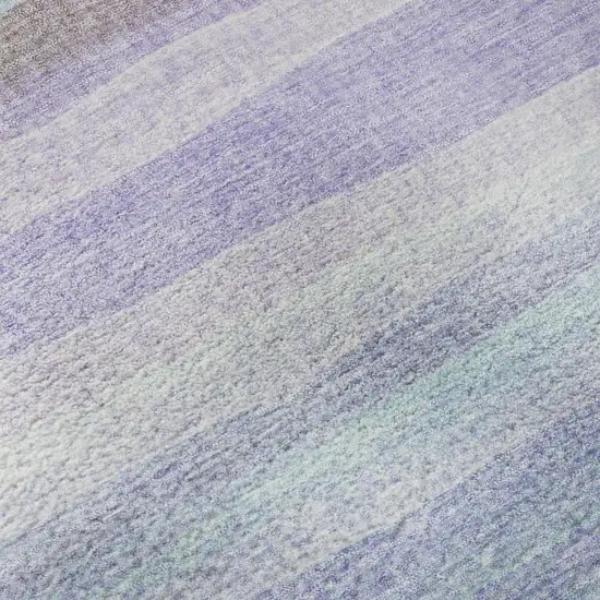 8' Lavender And Sky Blue Striped Washable Round Rug With UV Protection Photo 7