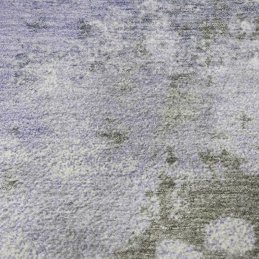 8' Lavender And Taupe Abstract Washable Round Rug With UV Protection Photo 9