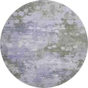 Photo of 8' Lavender And Taupe Abstract Washable Round Rug With UV Protection
