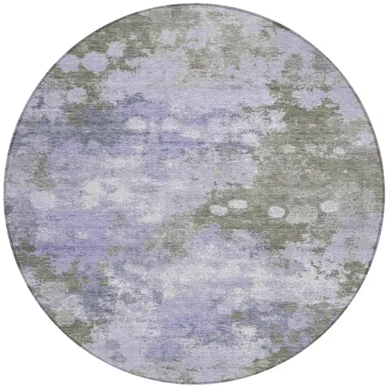 8' Lavender And Taupe Round Abstract Washable Indoor Outdoor Area Rug Photo 3
