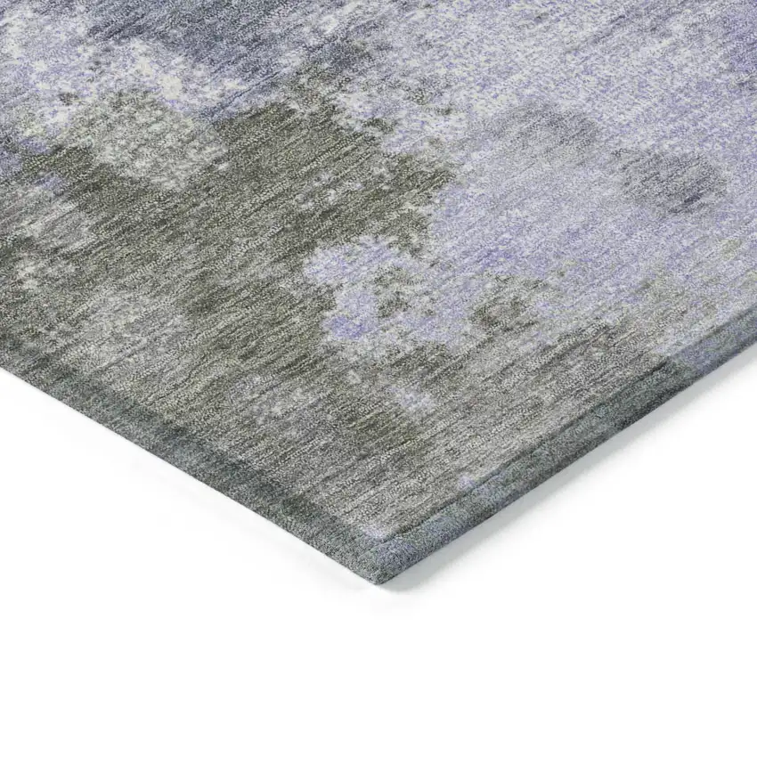 8' Lavender And Taupe Round Abstract Washable Indoor Outdoor Area Rug Photo 7