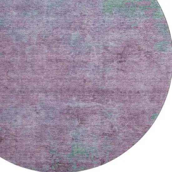 8' Lavender And Teal Abstract Washable Round Rug With UV Protection Photo 2