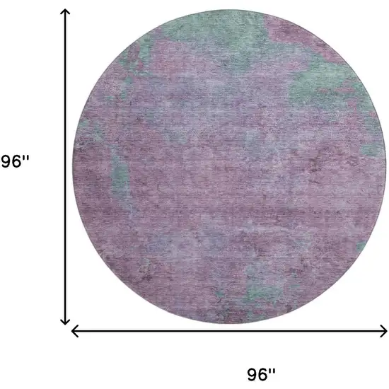 8' Lavender And Teal Abstract Washable Round Rug With UV Protection Photo 9