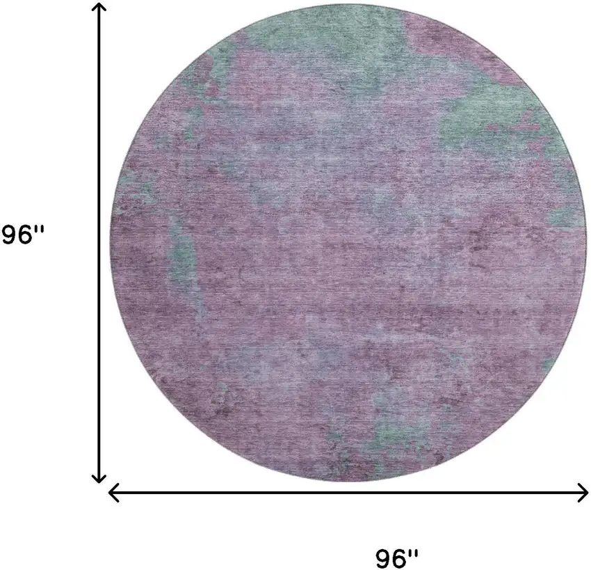 8' Lavender And Teal Abstract Washable Round Rug With UV Protection Photo 9