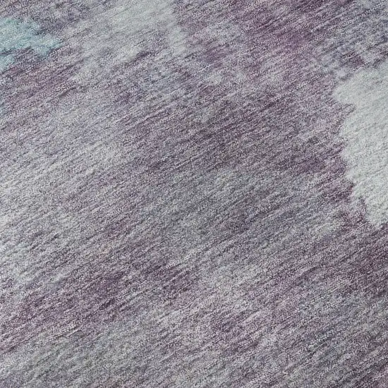 8' Lavender And Teal Abstract Washable Round Rug With UV Protection Photo 7