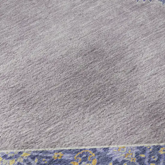 8' Lavender Blue And Gold Oriental Washable Round Rug With UV Protection Photo 8