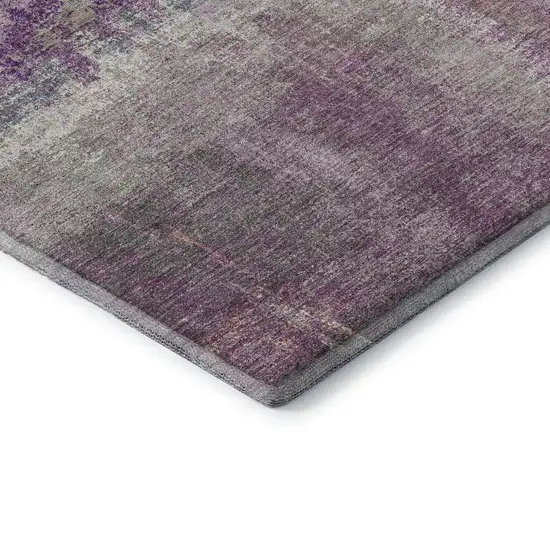 8' Lavender Blue And Ivory Abstract Washable Area Rug With UV Protection Photo 7