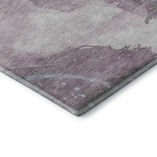 8' Lavender Blue And Ivory Abstract Washable Area Rug With UV Protection Photo 6