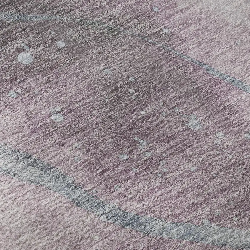 8' Lavender Blue And Ivory Abstract Washable Area Rug With UV Protection Photo 1