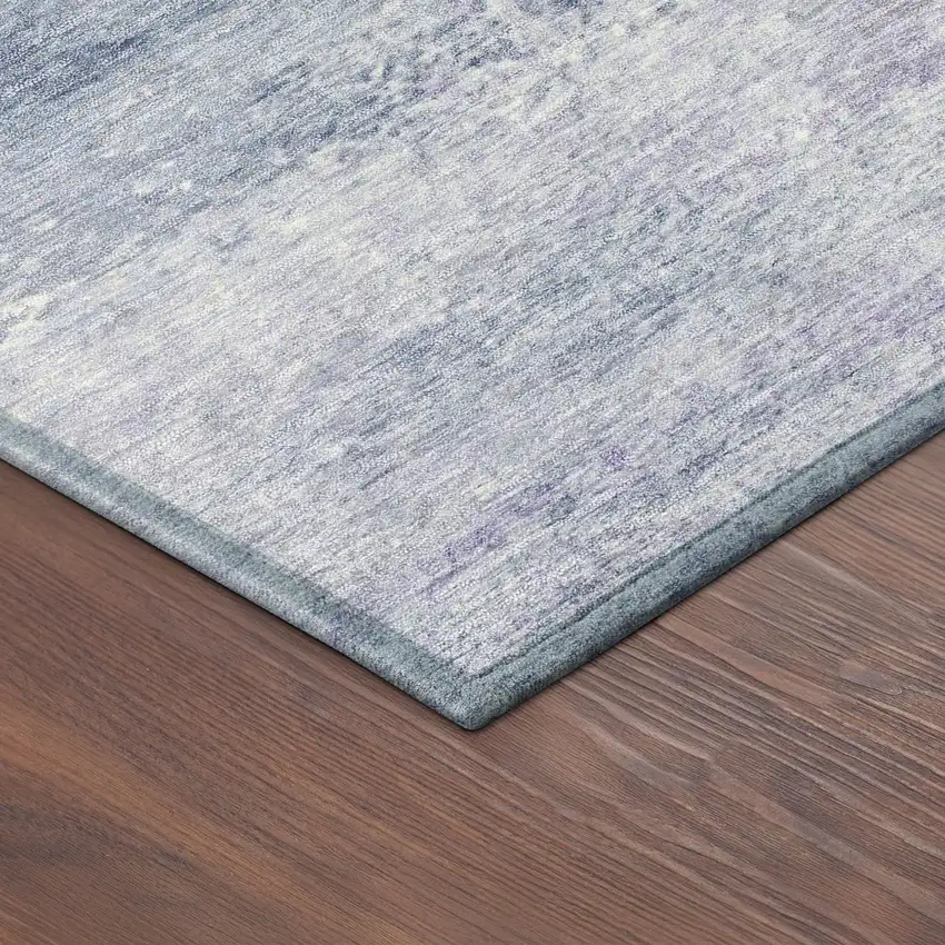 8' Lavender Blue And Ivory Round Abstract Washable Indoor Outdoor Area Rug Photo 8