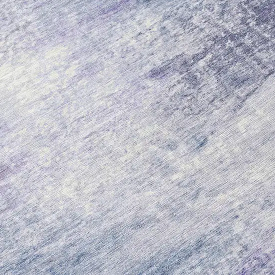 8' Lavender Blue And Ivory Round Abstract Washable Indoor Outdoor Area Rug Photo 9