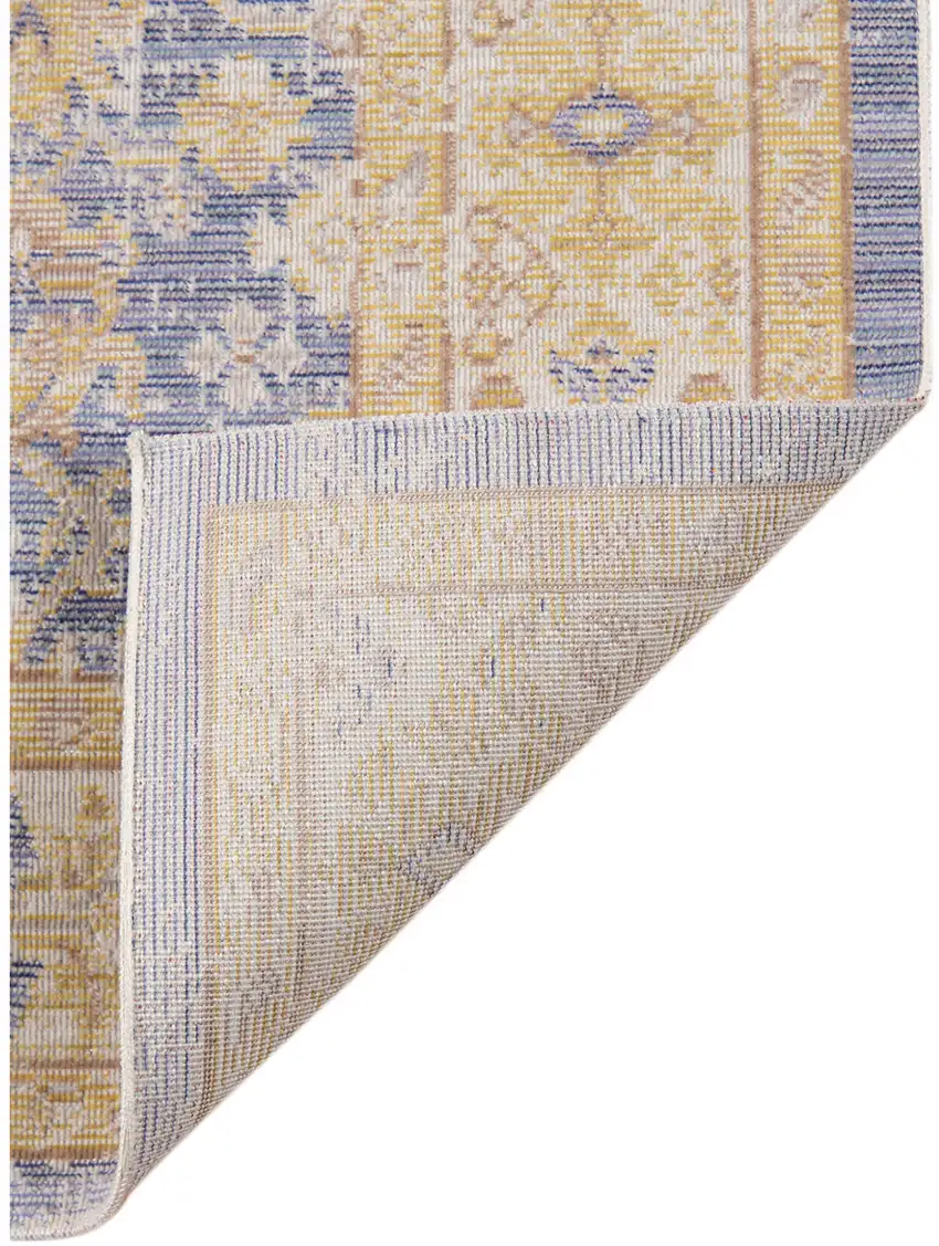 8' Lavender Blue Floral Power Loom Runner Rug Photo 3