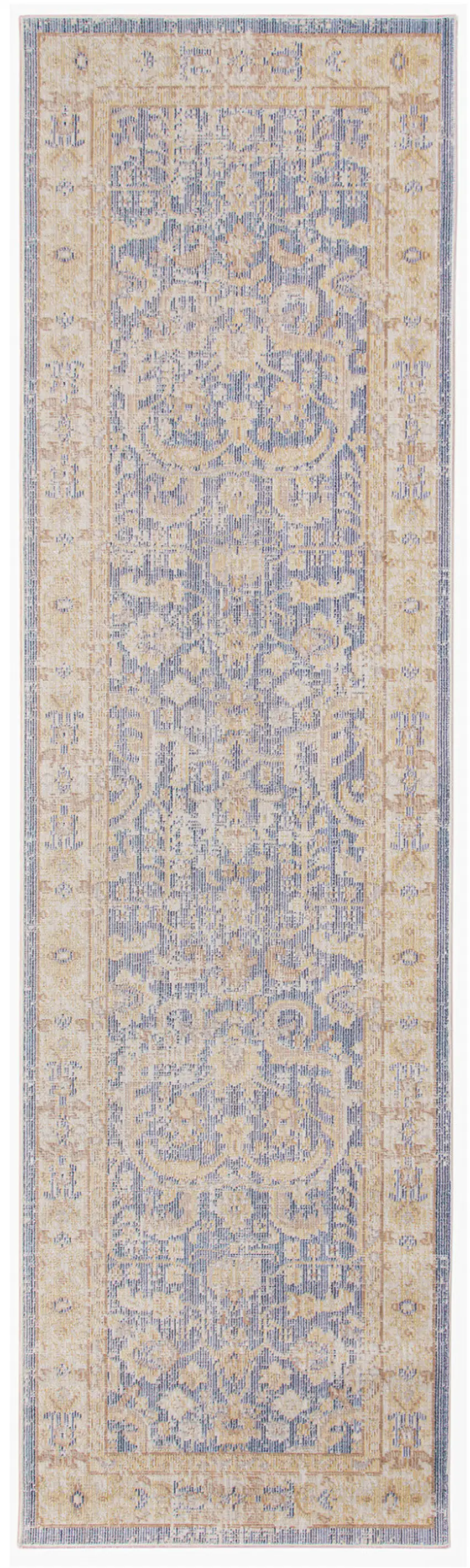 8' Lavender Blue Floral Power Loom Runner Rug Photo 1