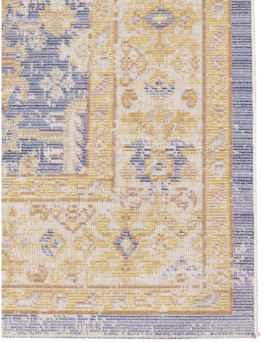 8' Lavender Blue Floral Power Loom Runner Rug Photo 2