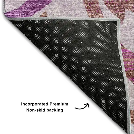 8' Lavender Blush And Ivory Floral Washable Round Rug With UV Protection Photo 6