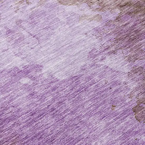 8' Lavender Brown And Ivory Round Abstract Washable Indoor Outdoor Area Rug Photo 9
