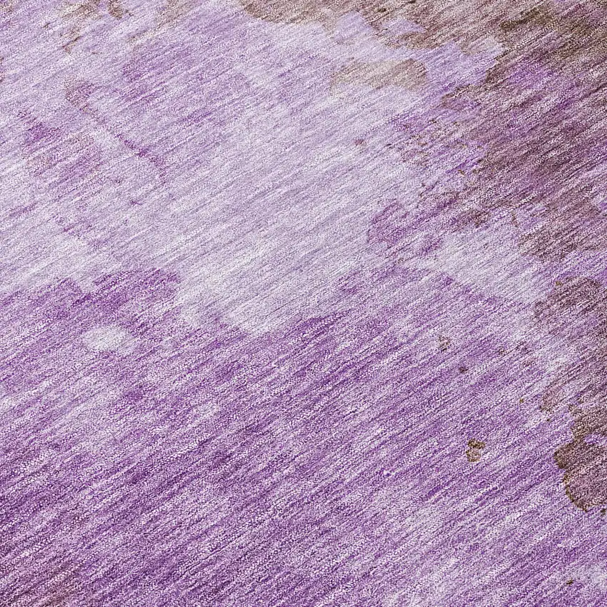 8' Lavender Brown And Ivory Round Abstract Washable Indoor Outdoor Area Rug Photo 9