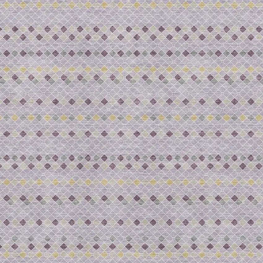 8' Lavender Gold And Gray Striped Washable Area Rug With UV Protection Photo 2