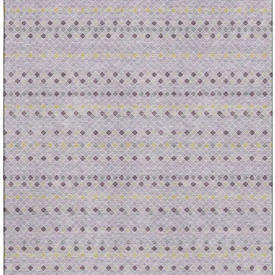 8' Lavender Gold And Gray Striped Washable Area Rug With UV Protection Photo 3