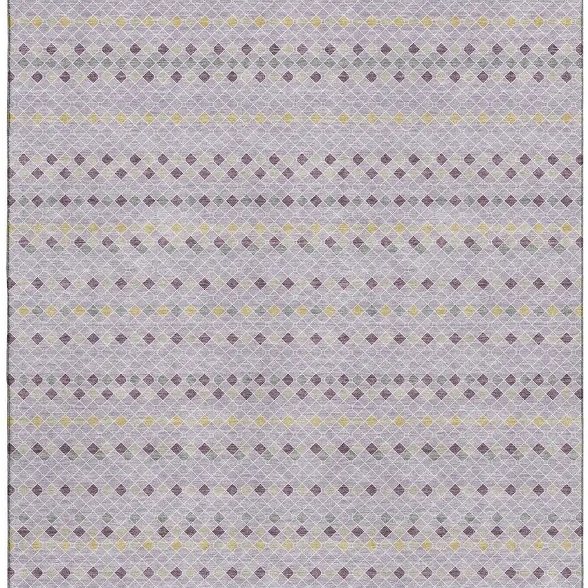 8' Lavender Gold And Gray Striped Washable Area Rug With UV Protection Photo 3