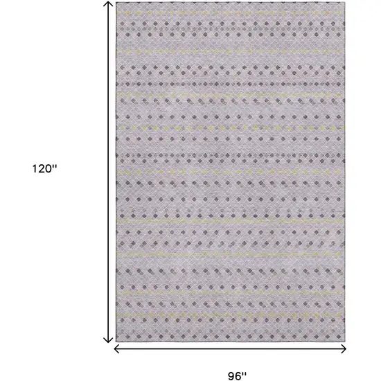8' Lavender Gold And Gray Striped Washable Area Rug With UV Protection Photo 6