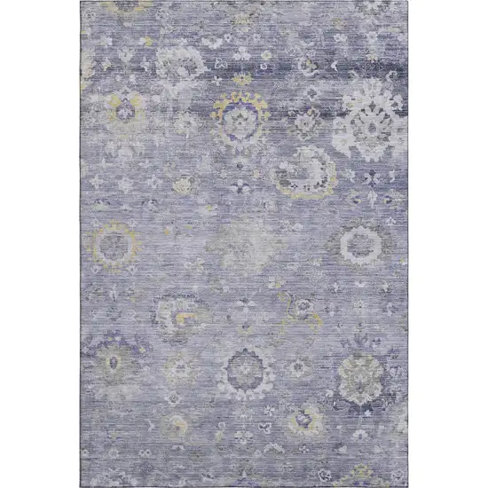 8' Lavender Gold And Ivory Oriental Washable Area Rug With UV Protection Photo 1