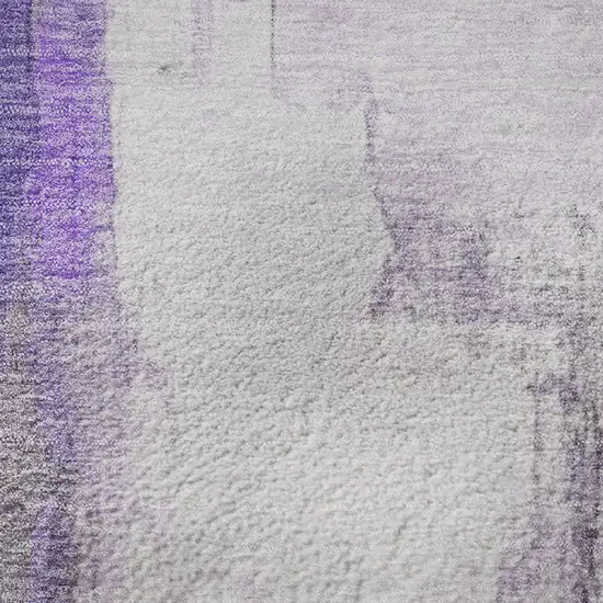 8' Lavender Gray And Ivory Abstract Washable Round Rug With UV Protection Photo 9