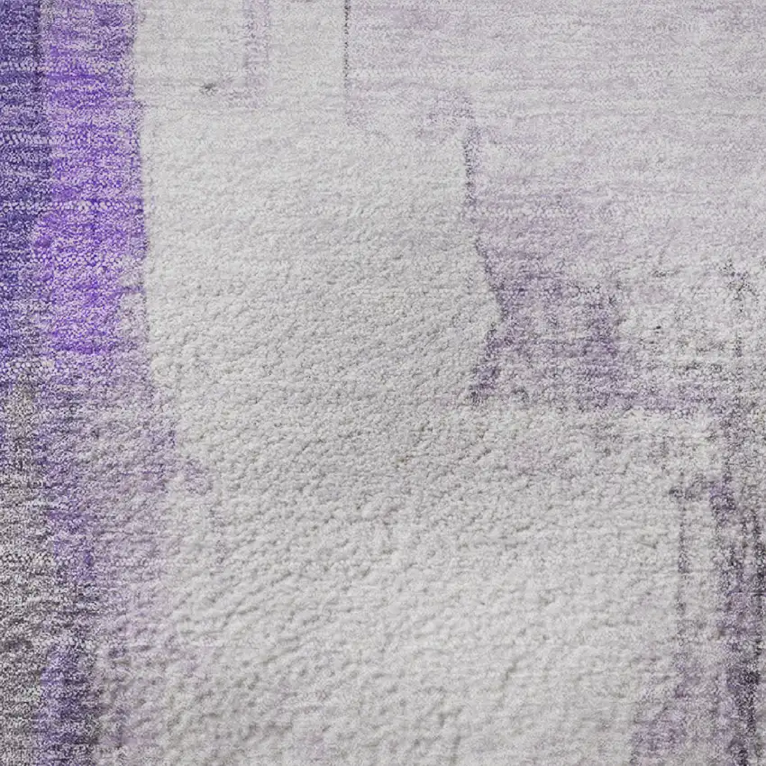 8' Lavender Gray And Ivory Abstract Washable Round Rug With UV Protection Photo 9