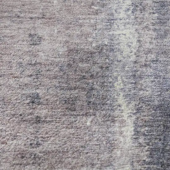 8' Lavender Gray And Ivory Abstract Washable Round Rug With UV Protection Photo 9