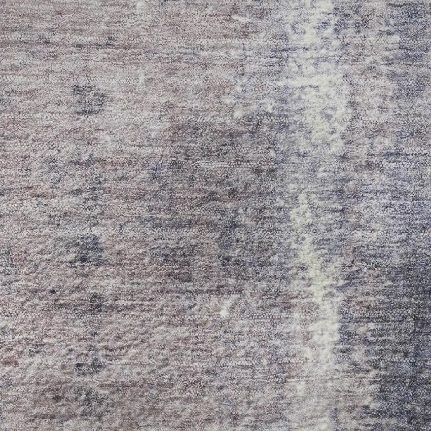 8' Lavender Gray And Ivory Abstract Washable Round Rug With UV Protection Photo 9