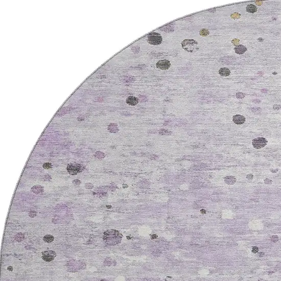 8' Lavender Gray And Ivory Abstract Washable Round Rug With UV Protection Photo 4