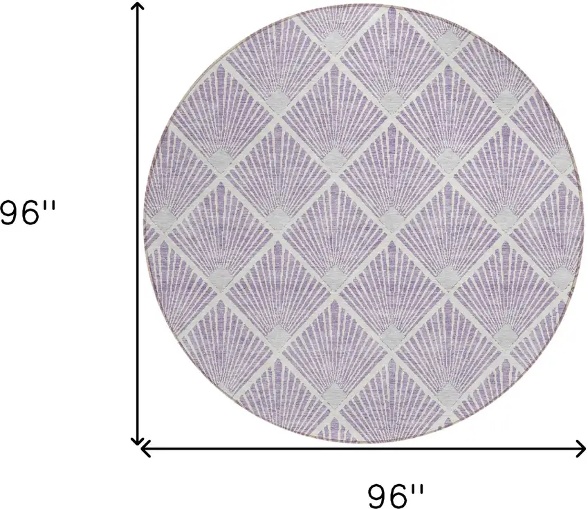 8' Lavender Gray And Ivory Round Geometric Washable Indoor Outdoor Area Rug Photo 3
